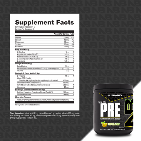 PRE Workout Stim Free - Nutrabio - Premium Supplement Powders from NutraBio - Just $49.99! Shop now at Nutrition Central