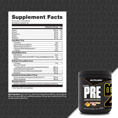 PRE Workout Stim Free - Nutrabio - Premium Supplement Powders from NutraBio - Just $49.99! Shop now at Nutrition Central