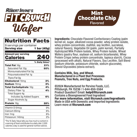 FITCRUNCH Wafer Protein Bars Mint Choc Chip (9ct) - Premium WAFER BAR from Fit Crunch - Just $21.99! Shop now at Nutrition Central