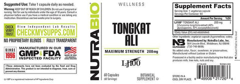 Tongkat Ali - Nutrabio - Premium Vitamins & Supplements from NutraBio - Just $44.99! Shop now at Nutrition Central