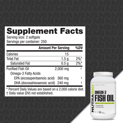 Omega 3 Fish Oil - Premium Supplement Capsules from NutraBio - Just $12.99! Shop now at NutritionCentral.com