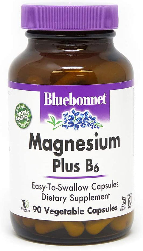 Magnesium Plus B-6 Vegetarian Capsules, 90 Count BlueBonnet